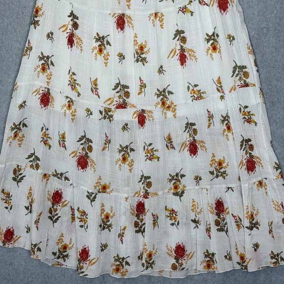J Gee Fall Floral Tiered Maxi Skirt Sz M Cream Fairy Boho Coquette Festival - Picture 5 of 16
